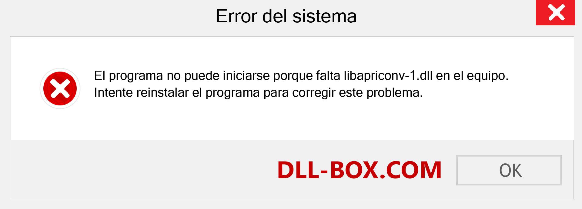 ¿Falta el archivo libapriconv-1.dll ?. Descargar para Windows 7, 8, 10 - Corregir libapriconv-1 dll Missing Error en Windows, fotos, imágenes